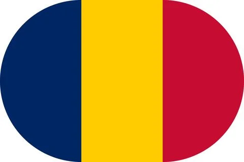 Chad flag in flat oval design Stock Illustration