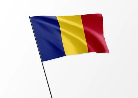 Chad flag flying high in the isolated background Chad independence day. 3D i Illustrazione stock