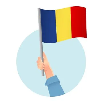 Chad flag in hand icon 스톡 일러스트