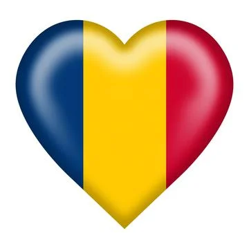Chad flag heart button isolated on white with clipping path 3d illustration Stock Illustration