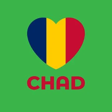 Chad flag heart shape vector Stock Illustration
