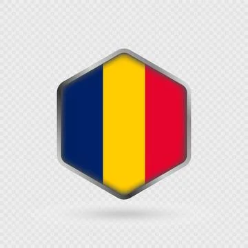 Chad flag icon in hexagon shape. Stock Illustration
