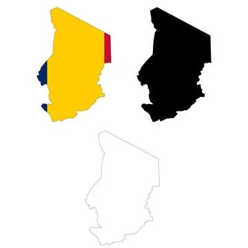 Chad flag map. Outline map of Chad sign. Chad Map icon. flat style. Stock Illustration