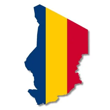 Chad flag map on white background 3d illustration with clipping path Stock Illustration