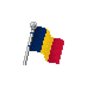 Chad Flag in Pixel Art Stock Illustration
