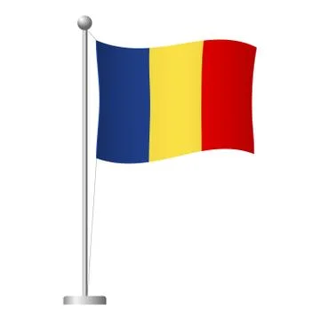 Chad flag on pole icon Stock Illustration