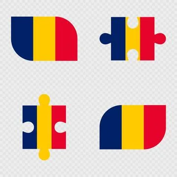 Chad Flag Rounded Shapes and Puzzle Set. 스톡 일러스트