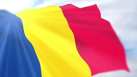 Chad Flag Seamless Loop 4k 60fps on Sky Background Stock Footage 340623943