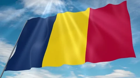 Chad Flag Seamless Loop 4k 60fps on Sky Background Stock Footage 341755656