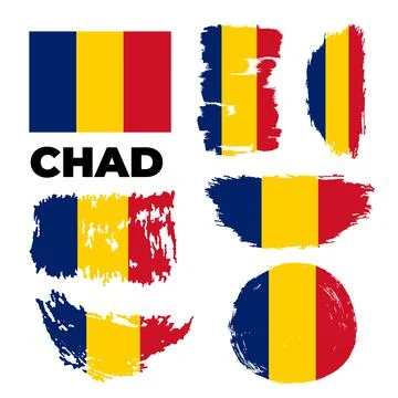 Chad flag set in grunge style. Patriotic background Stock Illustration
