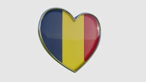 Chad Flag in the Shape of 3D Heart. Video stock 143996869