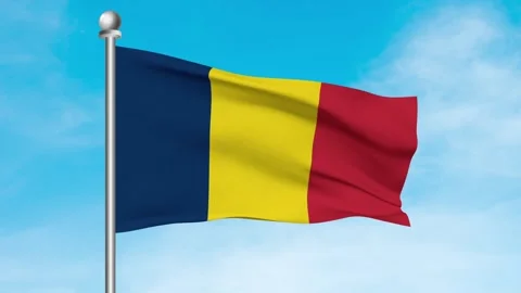 Chad Flag Waving In Blue Sky Stock Footage 240651142