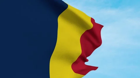 Chad Flag Waving In Blue Sky Stock Footage 240651153