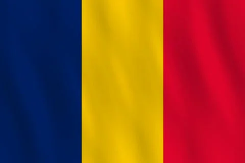 Chad flag with waving effect, official proportion. Stock Illustration