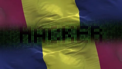 Chad flag - Waving flag on matrix binary code background Stock Footage 321419777