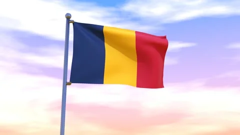 Chad Flag waving in the high wind Stock Footage 155459262