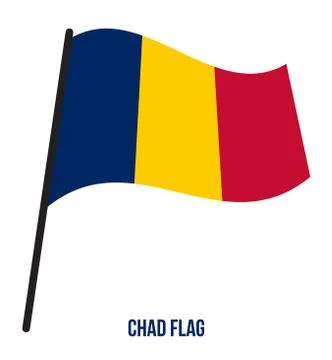 Chad Flag Waving Vector Illustration on White Background. Chad National Flag. Stock Illustration