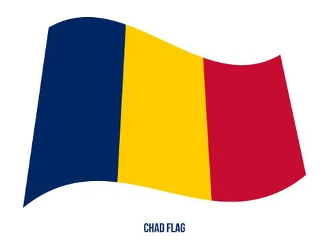 Chad Flag Waving Vector Illustration on White Background. Chad National Flag. Stock Illustration