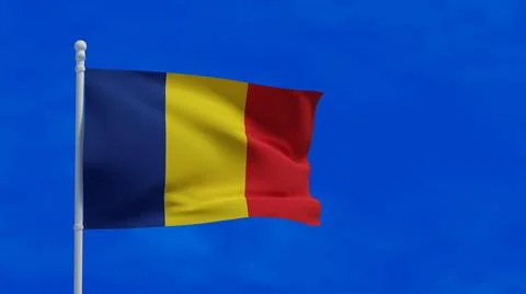 Chad flag, waving in the wind - 3d rendering Stockillustratie