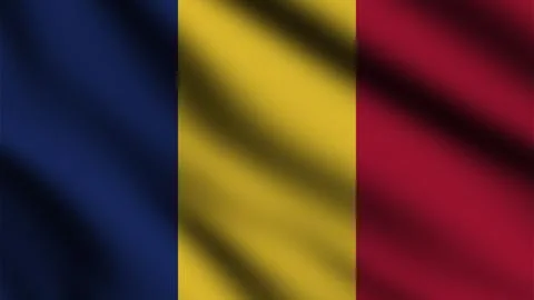 Chad flag waving in the wind with 3d style background Stock Photos
