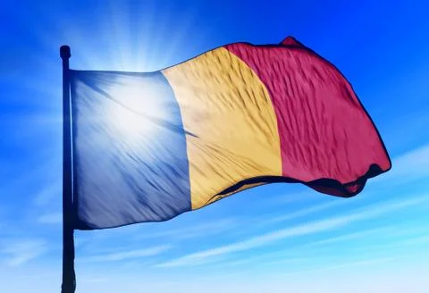 Chad flag waving on the wind Stock Illustration