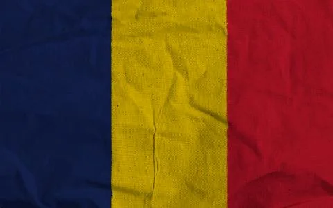 Chad flag waving in the wind, Vibrant Textile Background Featuring Bold Red, Yel Stock Photos