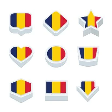 Chad flags icons and button set nine styles Stock Illustration