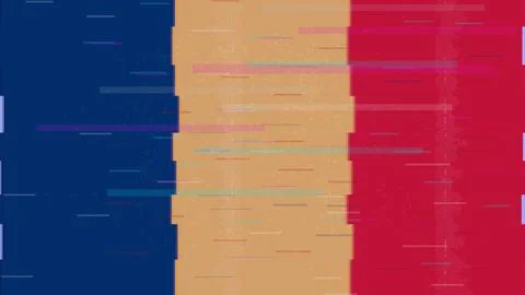 Chad Glitch Flag Vector - RGB Split Digital Video Frame Design Illustrazione stock