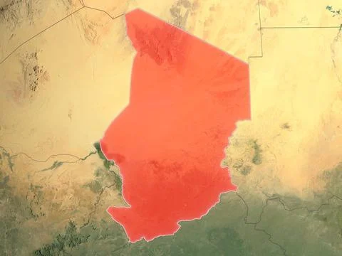 Chad highlighted on realistic map Stock Illustration