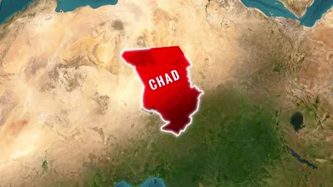 Chad highlighted on world map with national flag flying video animation 스톡 동영상 344121052