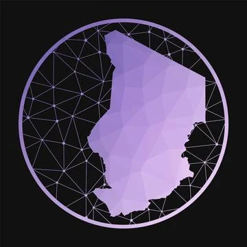 Chad icon. Vector polygonal map of the country. Chad icon in geometric styl.. Foto stock