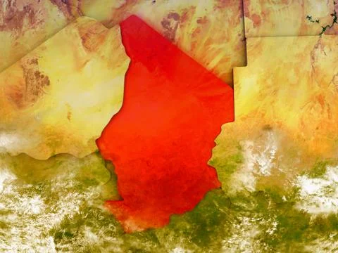 Chad on illustrated globe Stock Illustration