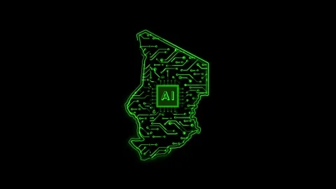 Chad Map AI Chipset Technology Opener Stock Footage 337055131