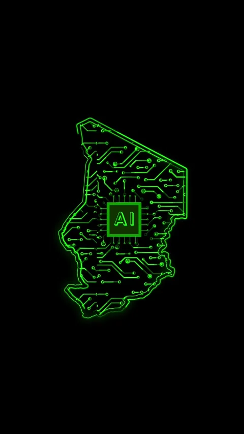 Chad Map AI Chipset Technology Opener Stock Footage 337171261