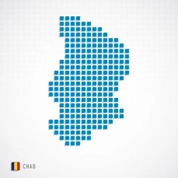 Chad map and flag icon Stock Illustration