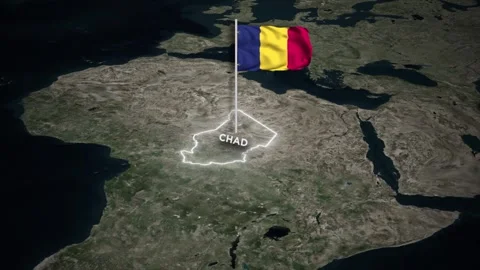 Chad Map Animation, 3D Waving of Chad National Flag, Glowing Border on World Map Vídeos de archivo 334618500