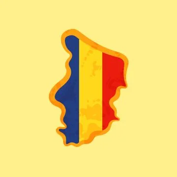 Chad - Map colored with the flag Stock Illustration