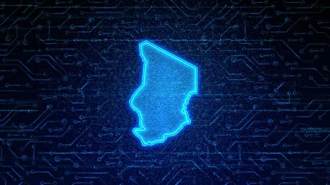 Chad Map Digital Technology Opener Stock Footage 335080881