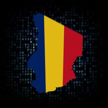 Chad map flag on hex code illustration Stock Illustration
