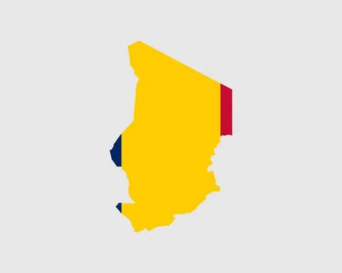 Chad Map Flag. Map of Chad with the Chadian Country Flag Stock Illustration