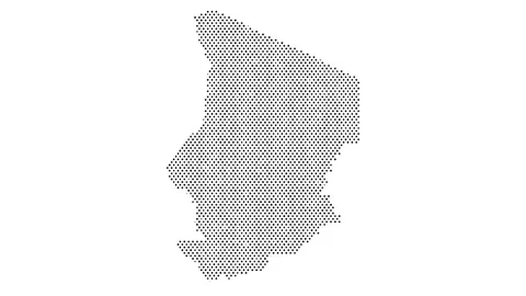 Chad map from particles, dots. Digital silhouette. Abstract animation backg.. Stock Footage 308594434