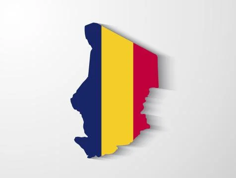 Chad map with shadow effect Stock Illustration