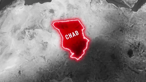 Chad nation glowing red on earth map animation footage Stock-Footage 344123799