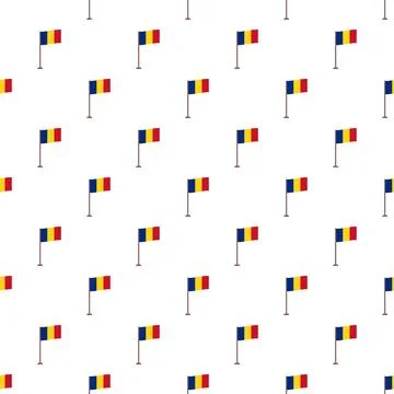 Chad national flag pattern repeating on white background Stock Illustration