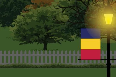 Chad Night Trees Lamp Vector Illustration Illustrazione stock