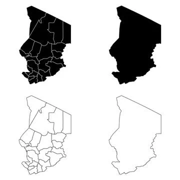 Chad Outline and Solid Fill Map Set. 스톡 일러스트