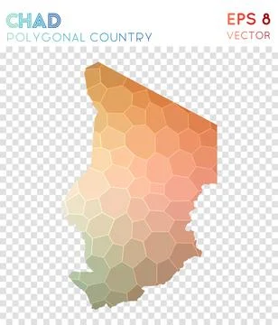 Chad polygonal map, mosaic style country. Delicate low poly style, modern d.. イラスト素材