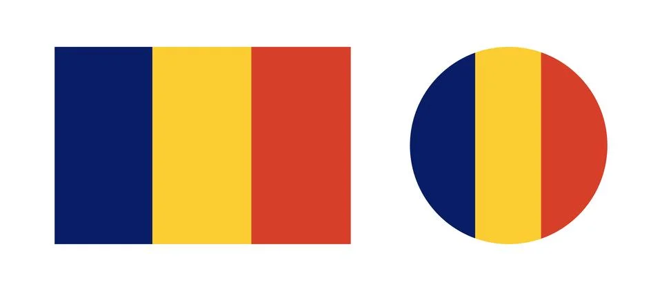 Chad round, rectangular country flag icon. Circular Chad National flag. Republic Stock Illustration