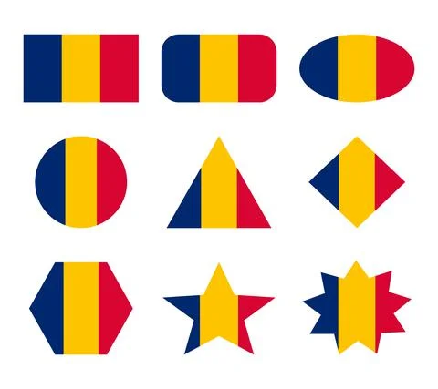 Chad set of flags with geometric shapes Stock Illustration