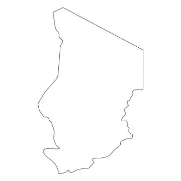 Chad - solid black outline border map of country area. Simple flat vector 스톡 일러스트